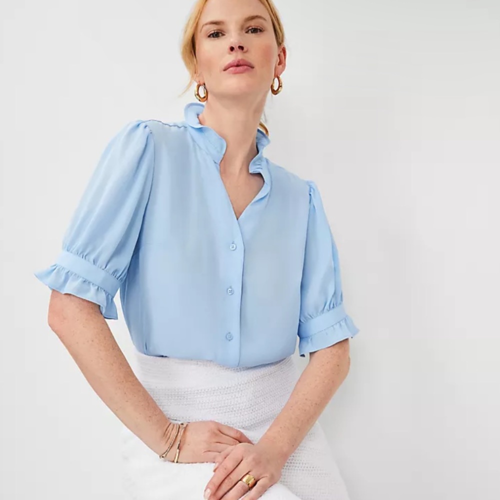 Ann Taylor Ruffle Collar Blouse
